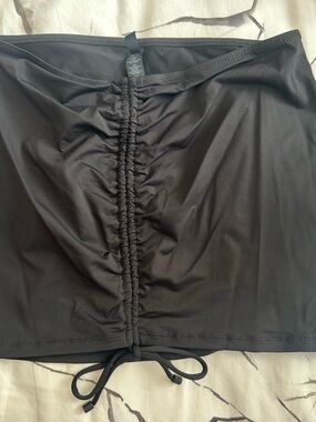 SKIMS Black Ruched Mini Skirt